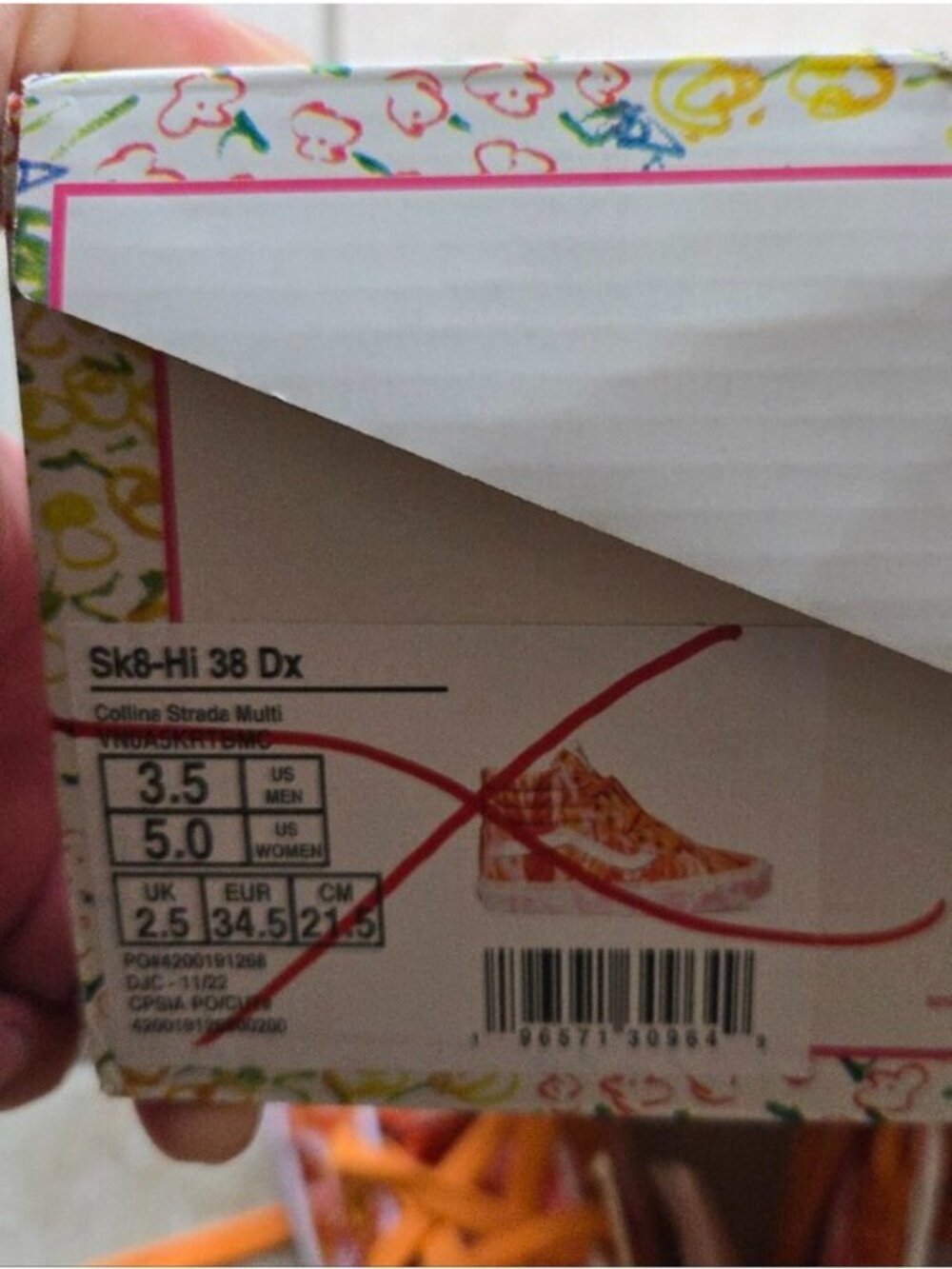 Vans Sk8 Hi Dx Women Size 5 Collina Strada Swirl Multicolor Canvas 0926 - Picture 7 of 7